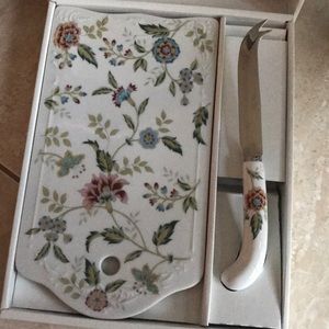 Buckingham Porcelain China Cheese Board and Knife